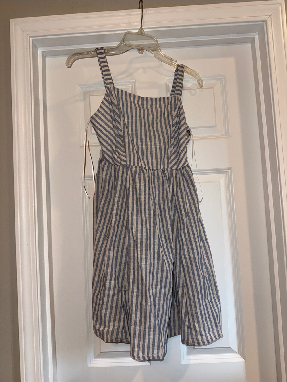 Striped Sleeveless Sundress in Blue and Cream